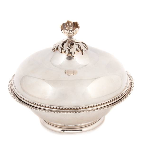 Appraisal: A coin silver butter dish with mazarine and coverLincoln amp