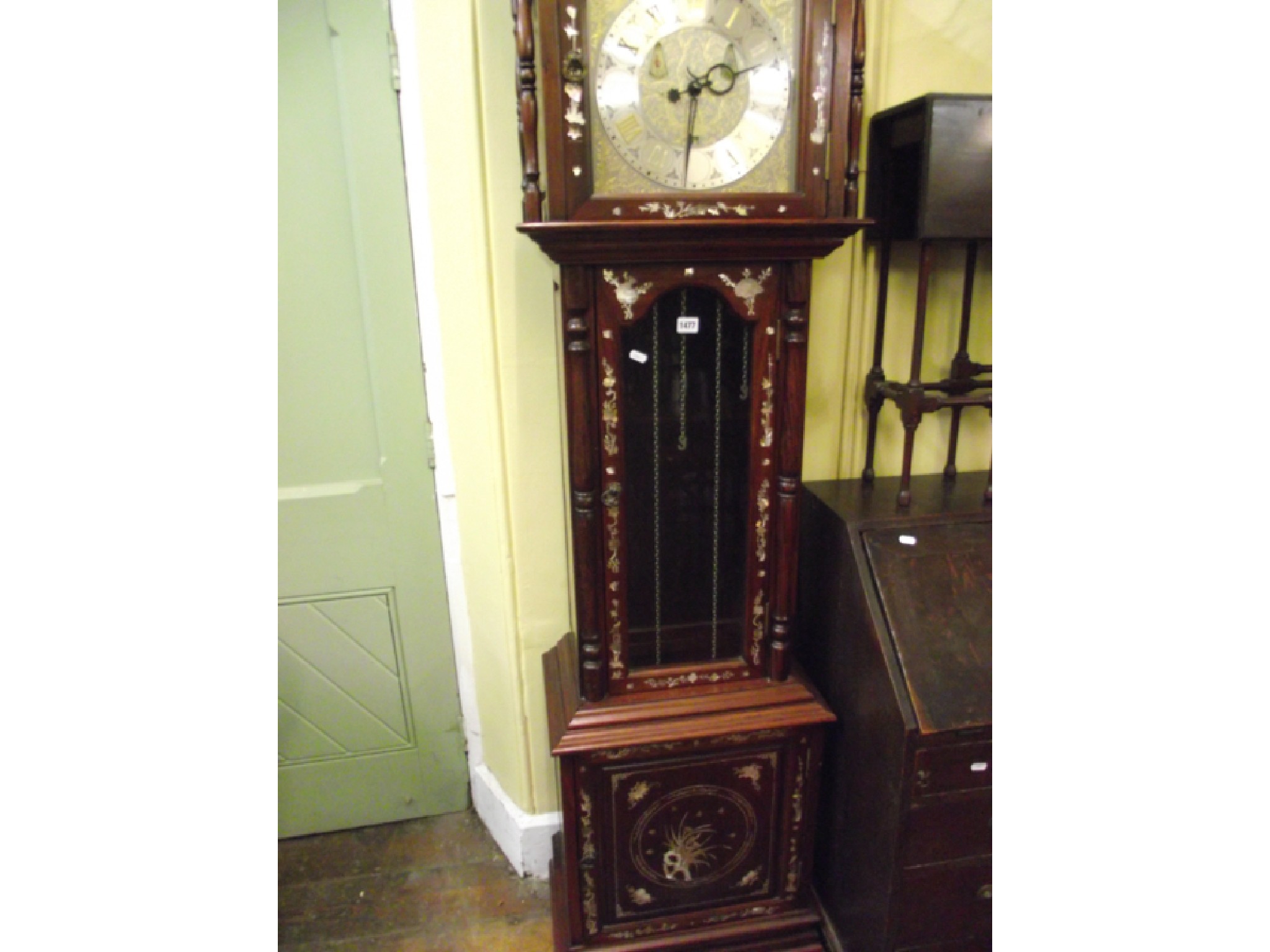 Appraisal: A Chinese hardwood and mother of pearl inlaid longcase clock