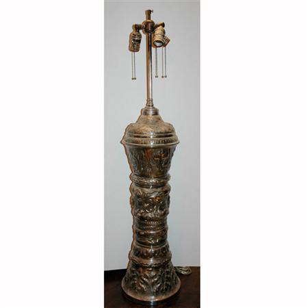 Appraisal: Baroque Style Silvered Metal Lamp Estimate -