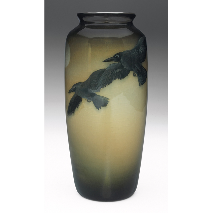 Appraisal: Exceptional Rookwood vase Iris glaze wonderfully painted nocturnal scene with