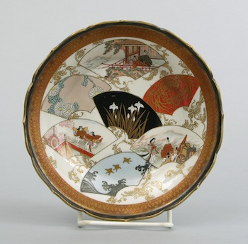 Appraisal: A Japanese Fluted Polychrome Decorated Kutani Dish ca Meiji Taisho