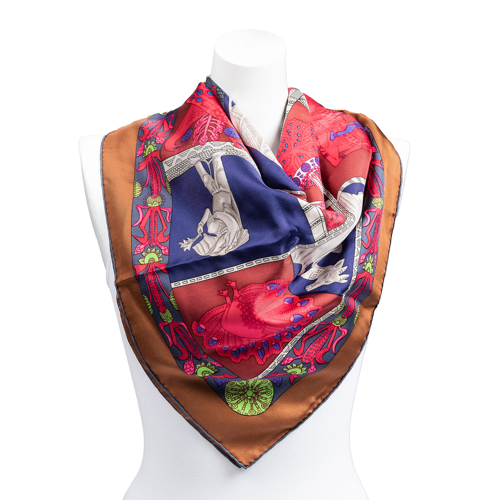 Appraisal: AN HERMES TORANA SCARF Brown navy and multicolor Hermes cm