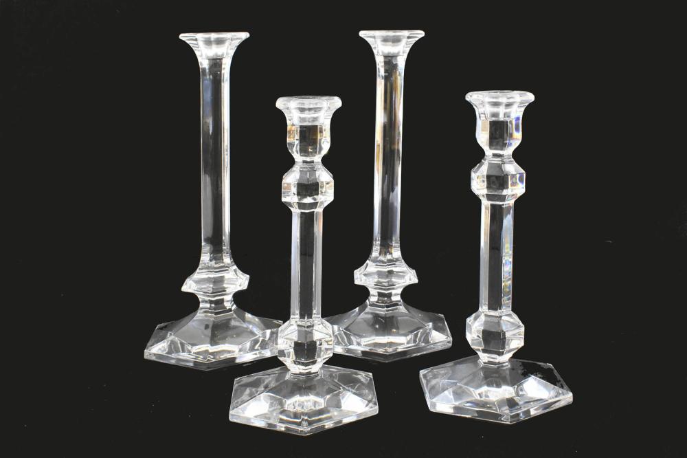 Appraisal: TWO PAIR OF VAL SAINT LAMBERT COLORLESS GLASS CANDLESTICKSMarked on