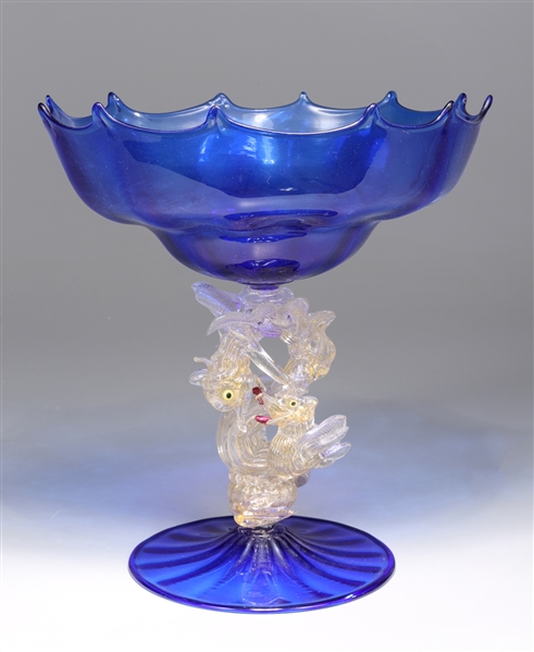 Appraisal: Elaborate antique circa Venetian hand-blown glass compote attributed to Artisti