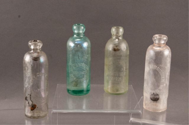 Appraisal: Four Glass Bottles from Hampton Virginia Including three Westley Cunningham