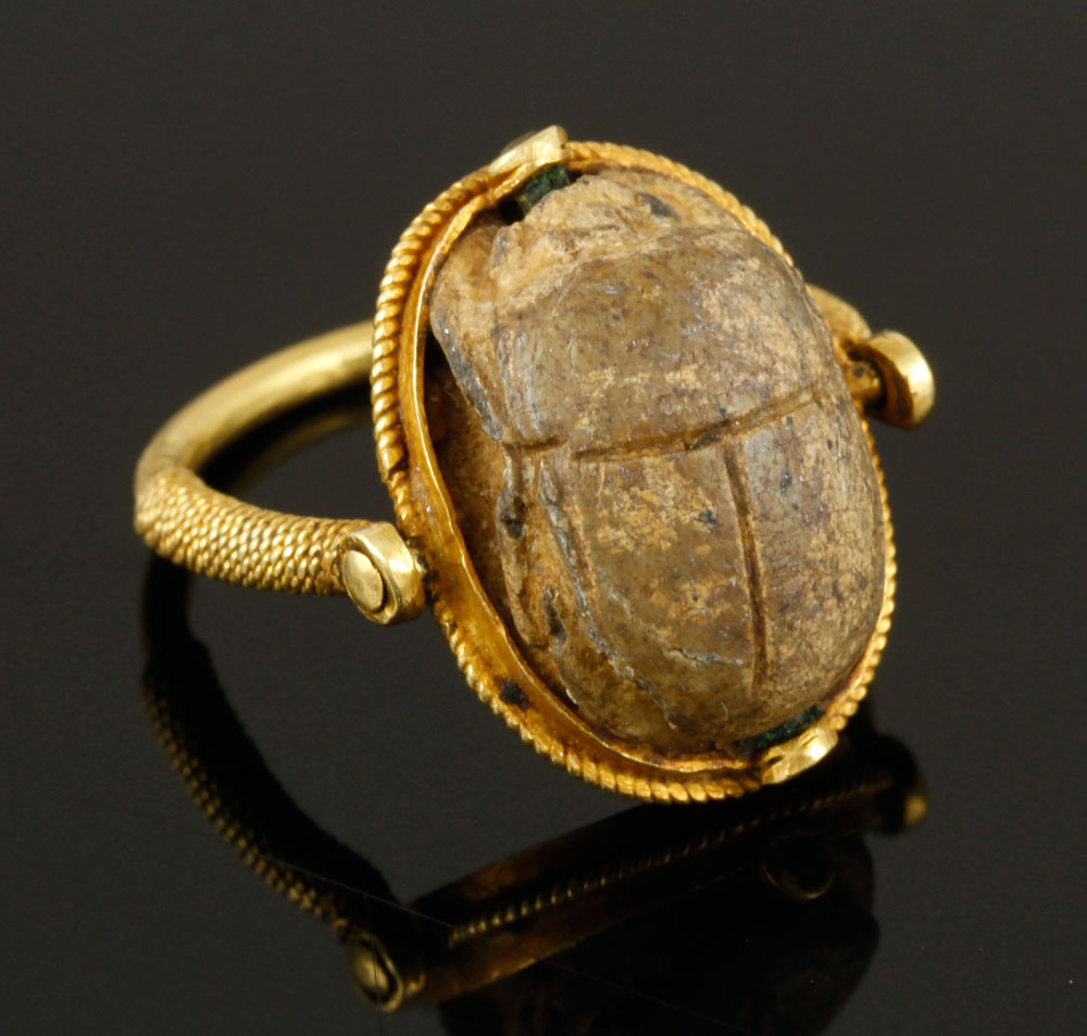 Appraisal: - Rare Egyptian Scarab Ring Rare Egyptian scarab ring set