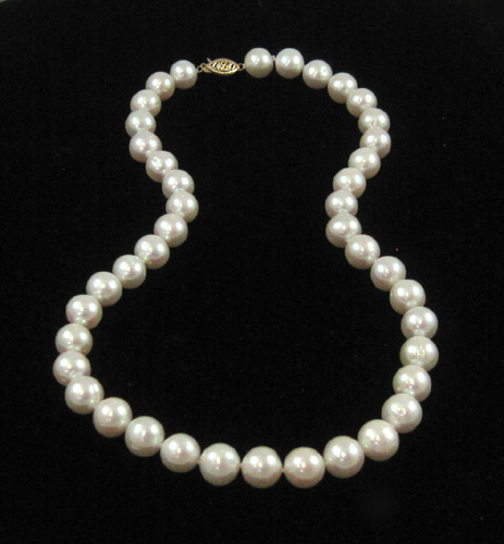 Appraisal: PRINCESS LENGTH WHITE PEARL NECKLACE strung with well matched white