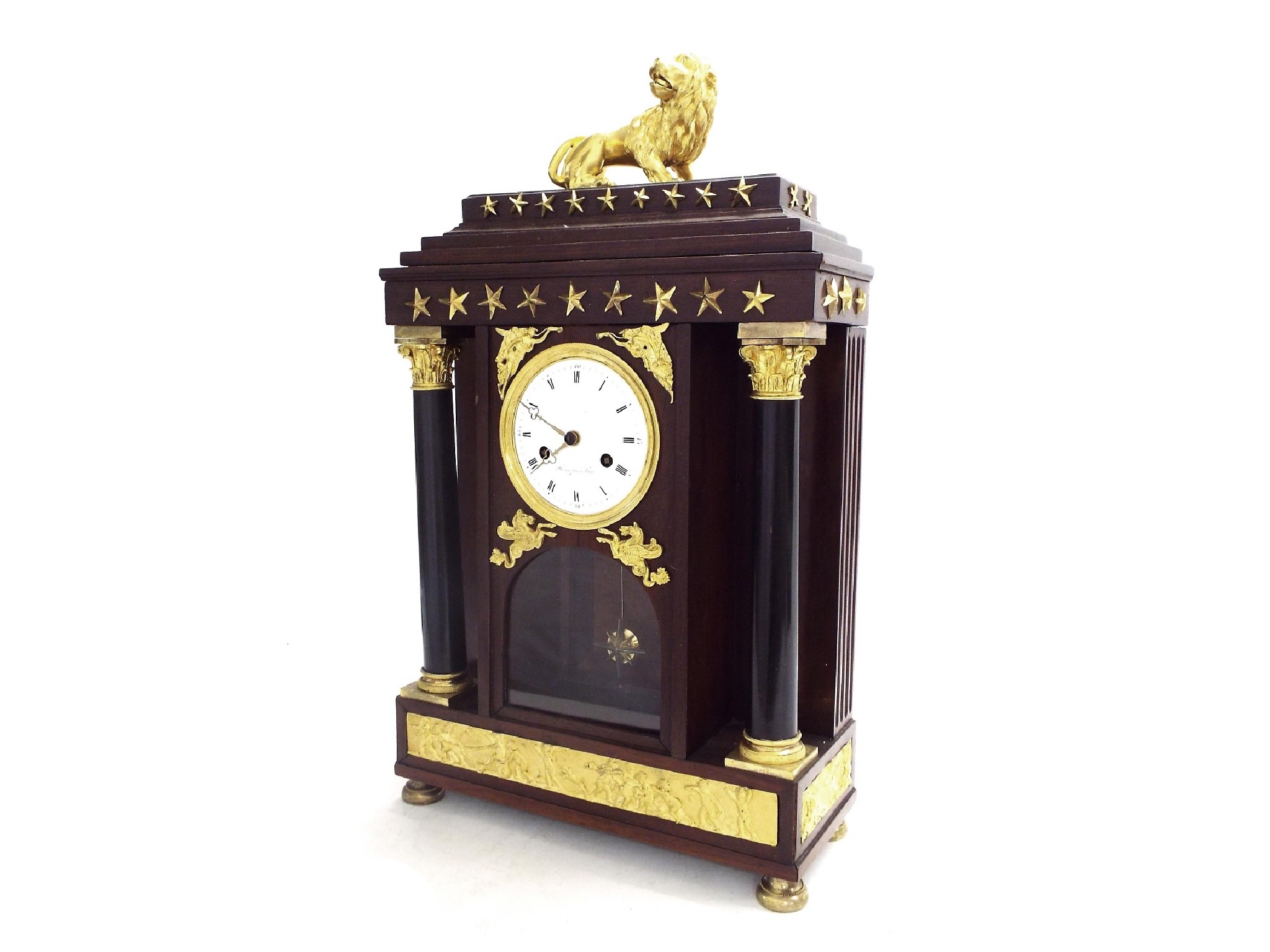 Appraisal: Good French Empire mahogany two train mantel clock the movement