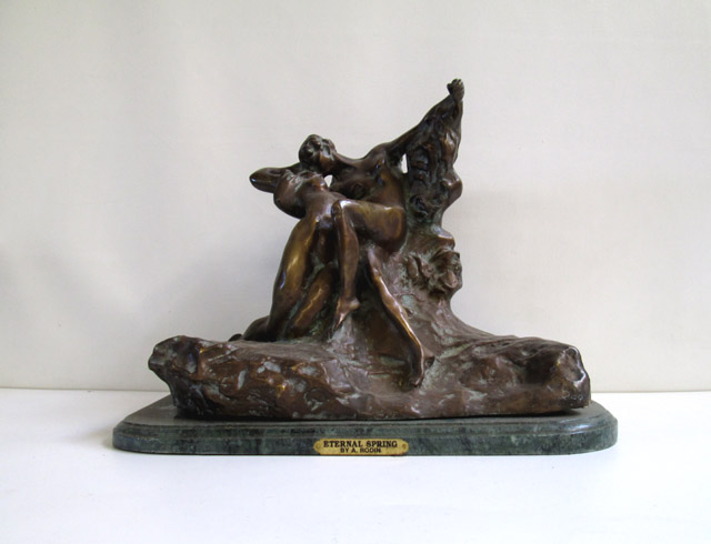 Appraisal: BRONZE FIGURAL GROUP SCULPTURE AFTER AUGUSTE RODIN French - Eternal