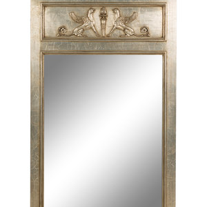 Appraisal: An Empire Style Silvered Wood Mirror Late th Century Height