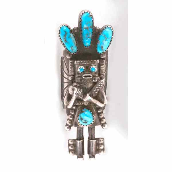 Appraisal: Doris Smallcanyon Navajo Katsina Ring inset with turquoise cabochons and