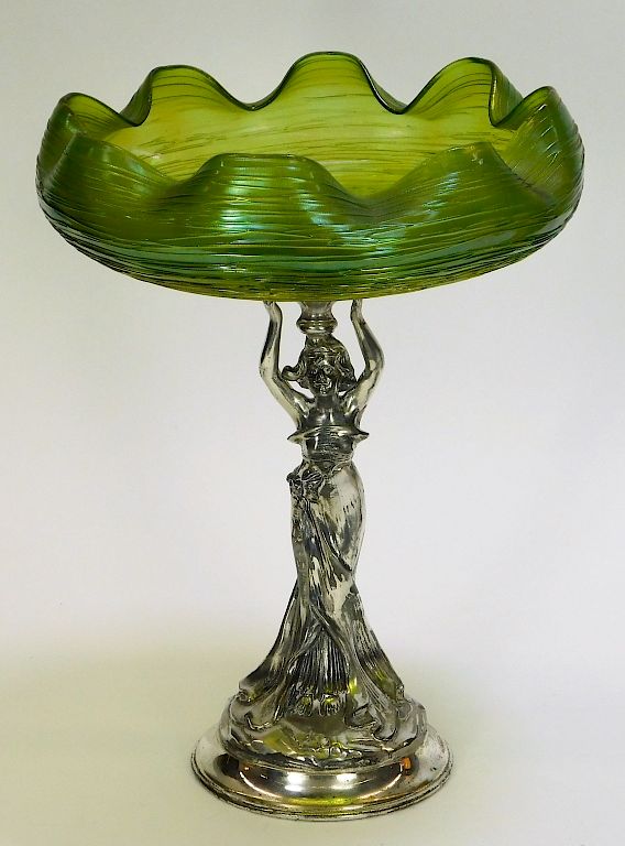 Appraisal: Sheffield Silver Plate Art Nouveau Compote England Bohemia Early th