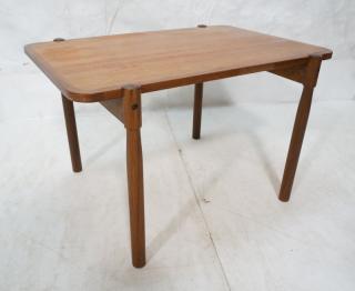 Appraisal: Danish Teak Rectangular Side Table Round column legs support banded