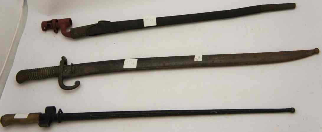 Appraisal: World War Military Bayonets with Scabbards