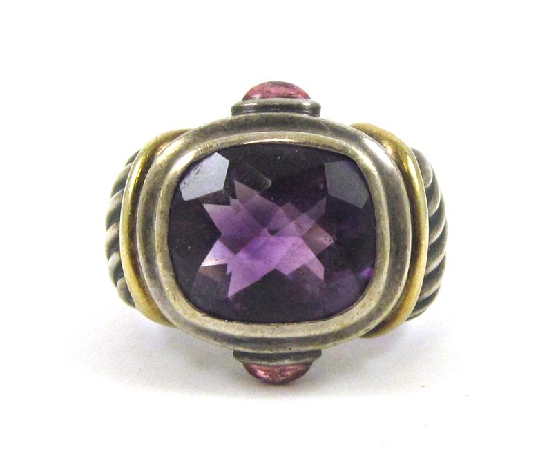 Appraisal: DAVID YURMAN AMETHYST AND GARNET RING silver and k yellow