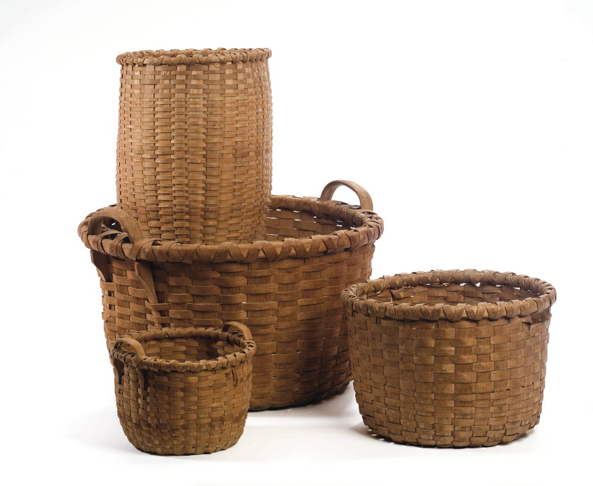 Appraisal: FOUR NEW ENGLAND SPLINT BASKETS INCLUDING TWO CORLISS SIGNED EXAMPLES