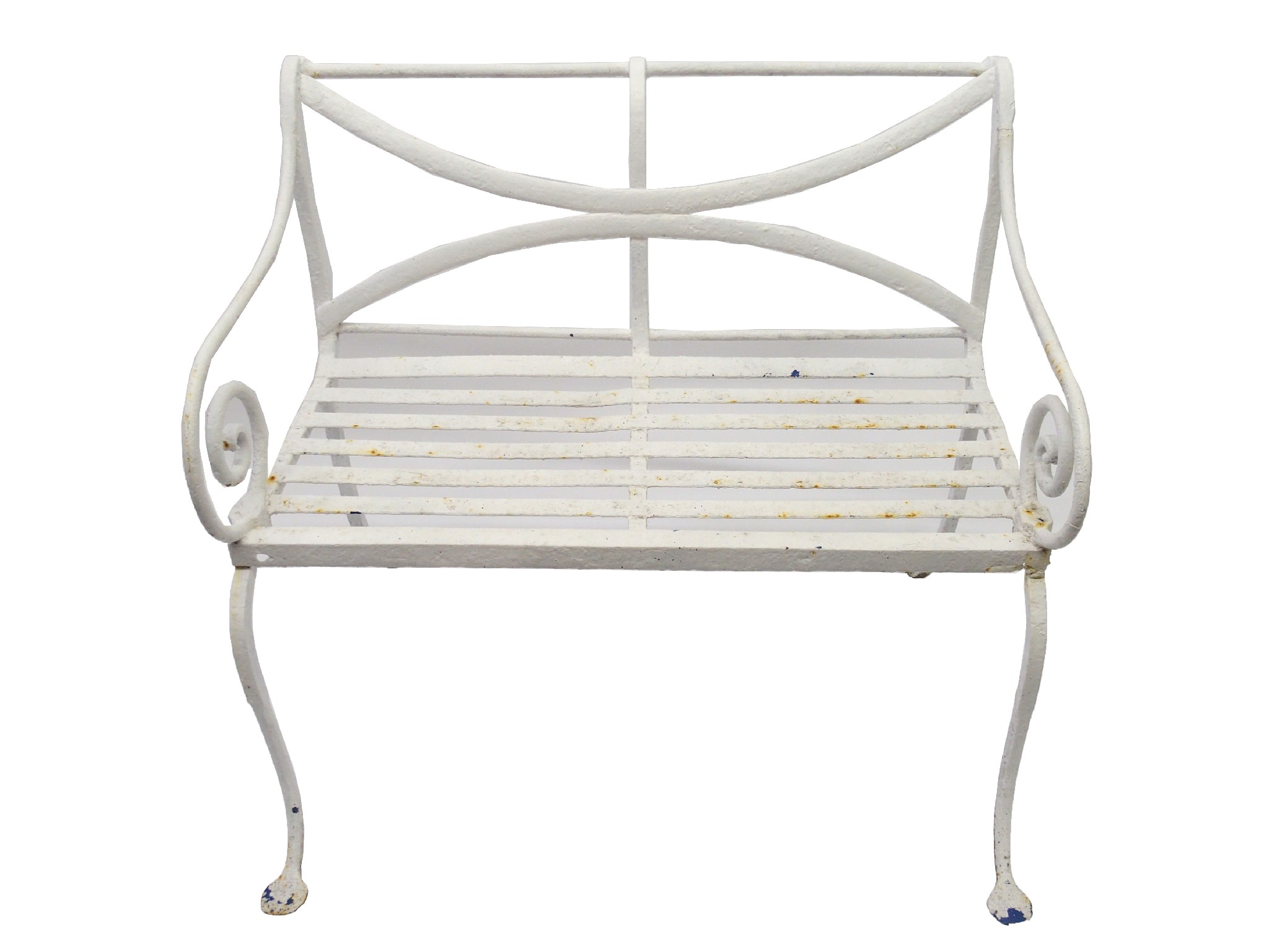 Appraisal: A Regency style wrought iron white painted two seater garden