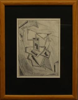 Appraisal: Signed th C Abstract Composition Pencil Drawing Signed th C