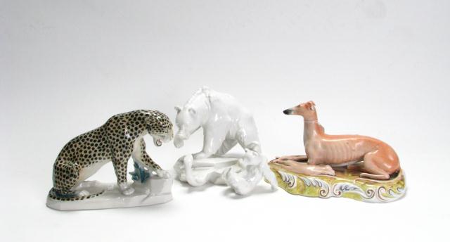 Appraisal: Four European Porcelain Figures including a bear and serpent ''