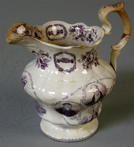 Appraisal: Staffordshire printed commemorative jug inscribed Royal Assent to the Reform