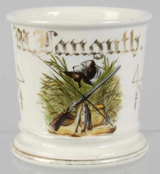 Appraisal: Sportsmen Shaving Mug Description Marked M Lauguth across top and