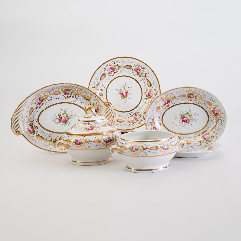 Appraisal: English Porcelain Part Dessert Service Comprising A two handled dish