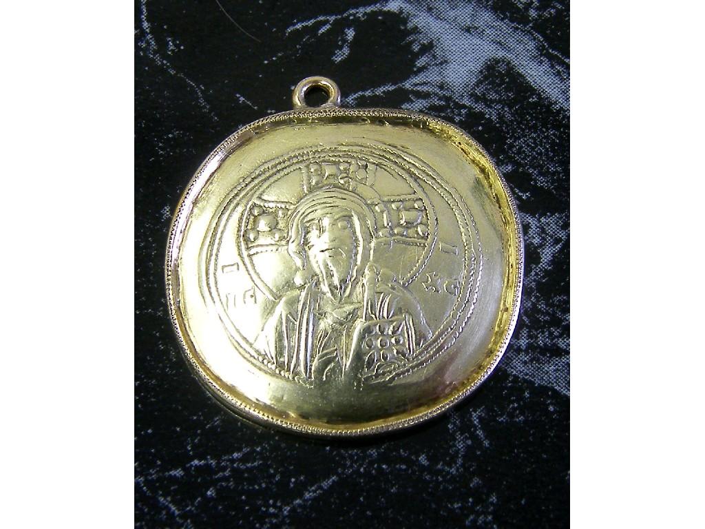 Appraisal: Rare Byzantine Jesus Christ Nomisma gold coin pendant the obverse