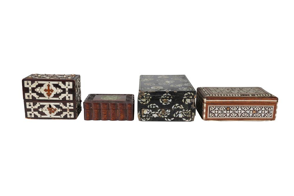 Appraisal: FOUR ASSORTED INLAID BOXESone with mother of pearl inlay two