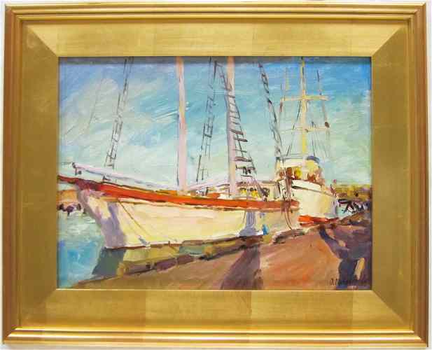 Appraisal: OLEG ULITSKIY OIL ON PANEL Odessa Russia born Fishing boats