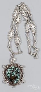 Appraisal: Greg Lewis Laguna Pueblo New Mexico handmade silver necklace with