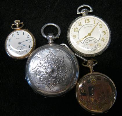 Appraisal: Four assorted pocket watchesOne lady's Hampden yellow and rose gold