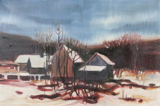 Appraisal: CEETA American th century WINTER FARM SCENE signed lower right