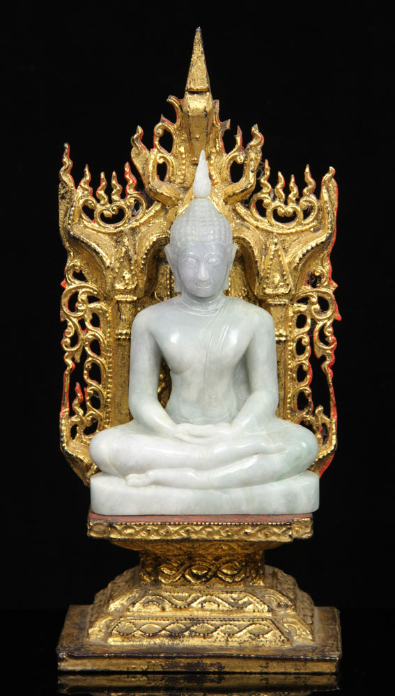 Appraisal: - Thai Carved Buddha Marble Thai carved Buddha marble on