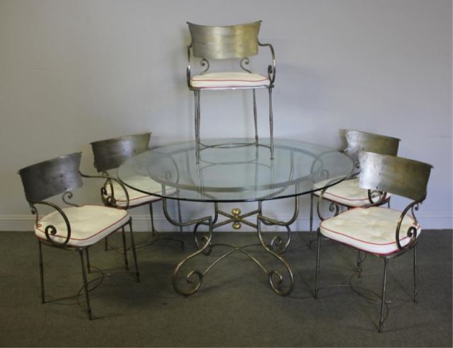 Appraisal: Seventies Italian Steel Table Chairs Great quality heavy strong and