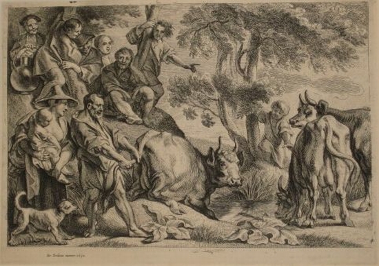 Appraisal: JACOB JORDAENS Cacus Robbing the Cattle of Hercules Etching x