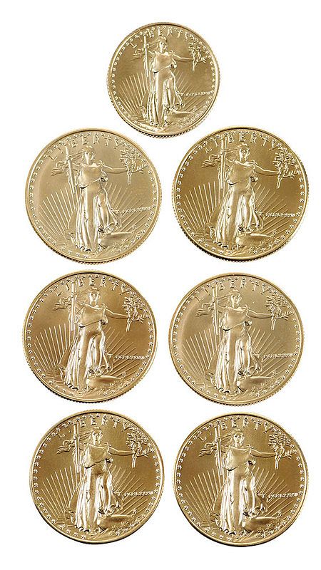 Appraisal: Fractional American Gold Eagles six half-ounce Gold Eagles one quarter-ounce