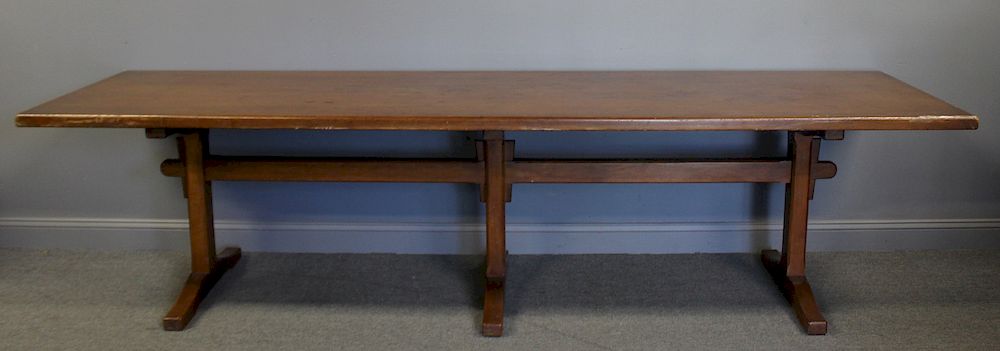 Appraisal: Antique Maple or Cherry Harvest Table Great size solid and