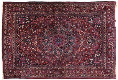 Appraisal: Meshad rug large central medallion on brick red field with