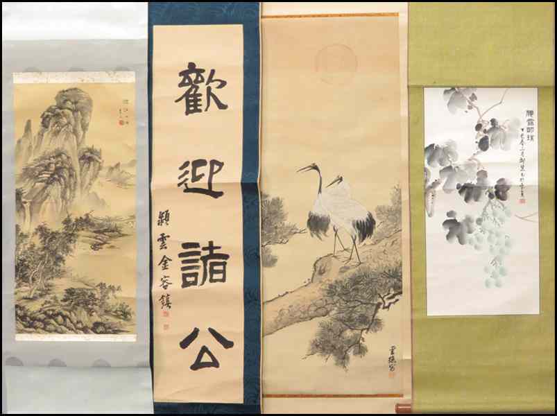 Appraisal: FOUR JAPANESE PAINTED SCROLLS Condition No Specific Condition Recorded -