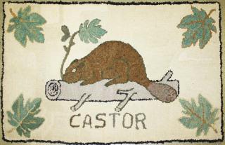 Appraisal: late th c Quebec castor beaver hooked rug ' x