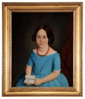 Appraisal: American School th century Portrait of a Girl in Blue