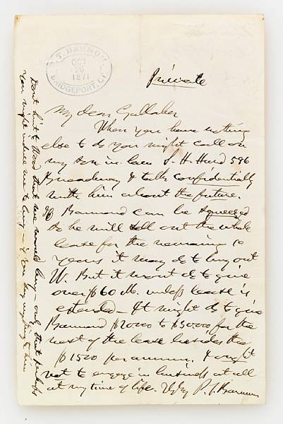 Appraisal: BARNUM PHINEAS TAYLOR - Autograph Letter Signed P T Barnum