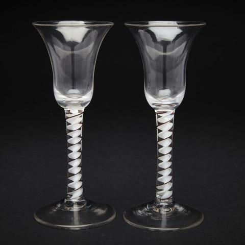 Appraisal: Pair of English Colour Twist Stemmed Wine Glasses c -