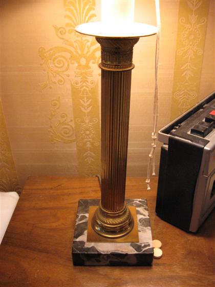 Appraisal: Bronze mounted columnar lamp standard on marble baseearly th century