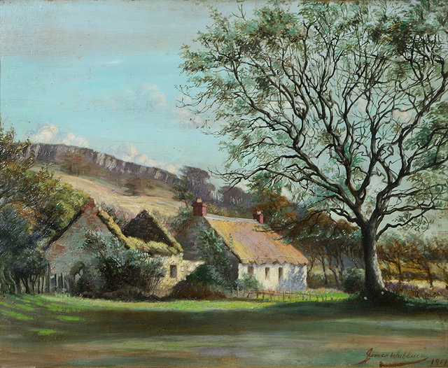 Appraisal: JAMES WALLACECountry cottages in Spring time signed and dated oils