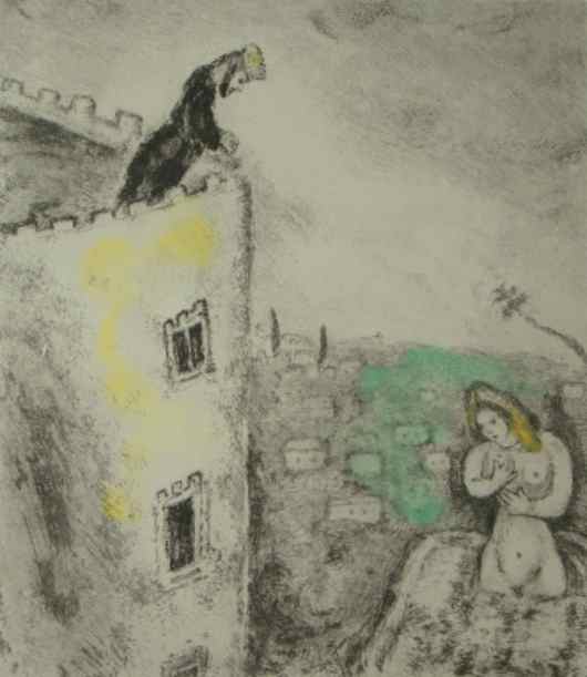 Appraisal: MARC CHAGALL RUSSIAN - DAVID SEES BETHSHEBA Hand colored etching