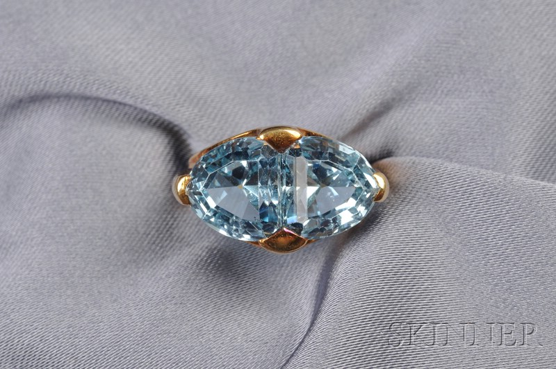 Appraisal: kt Gold and Aquamarine Twin-stone Ring Tiffany Co c s