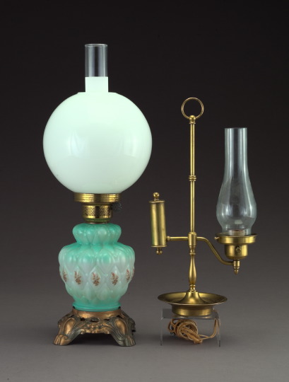 Appraisal: Group of Two Lamps consisting of an American gilt-metal-mounted white