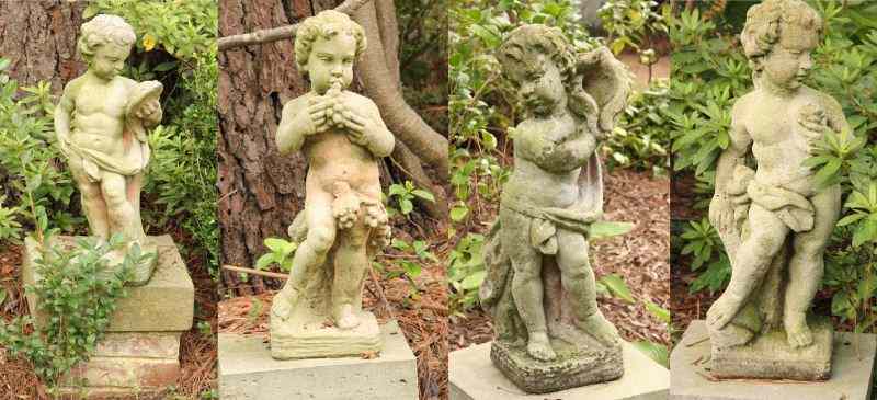 Appraisal: Set of Four Seasons Garden Sculpturescast stone putti Each approximately