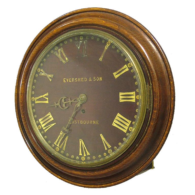 Appraisal: Oak single fusee wall dial the mahogany dial signed Evershed